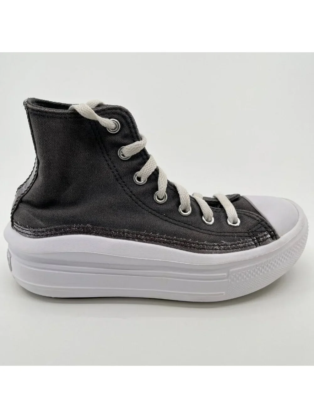Converse Chuck Taylor All Star Move Girls Size 2Y Gray Glitter Shoes Sneakers